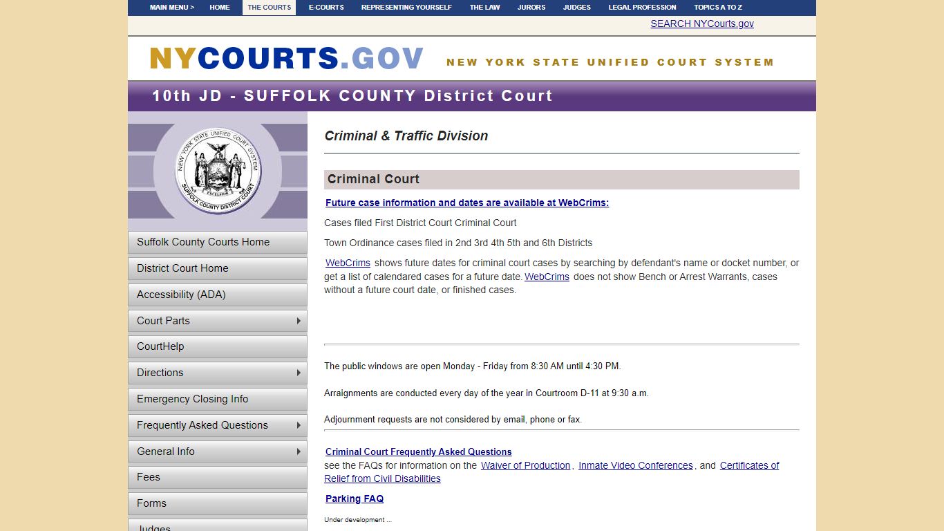 Criminal & Traffic Division - Suffolk District Court | NYCOURTS.GOV